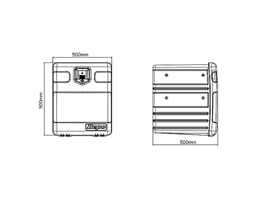 Medidas Caixa de Ferramenta Pequena Bepo 125L com Fechadura – 500x500x500mm